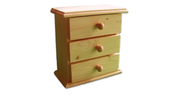 Small Wooden Chest Of Drawers With 3 Drawers Pine Untreated
