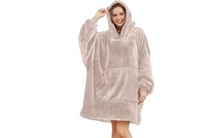 MIA WE DRESS YOUR HOME MIA Oversized Hoodie Blanket Cosy Ultra Soft Sherpa Fleece Unisex Sweatshirt Oodie Giant Blanket Throw Snuggy One Size Fit for Women Girls Adults Men Boys Kids Big Pocket