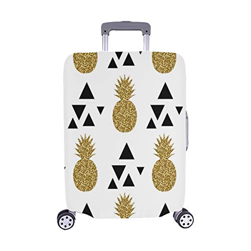 Preisvergleich Produktbild Wiederholen von Gold-Glitter-Ananas Spandex-Trolley-Koffer Reisegepäck-Schutzkoffer-Abdeckung 28,5 X 20,5 Zoll