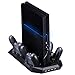 Produktbild SmaAcc Vertikal Ständer Doppel-Kühler Fans für PS4 Playstation 4 Console + FREE vier Ladestationen für Four DualShock4 PS4 Controller - Best Kühl- und Ladesystem für PS4