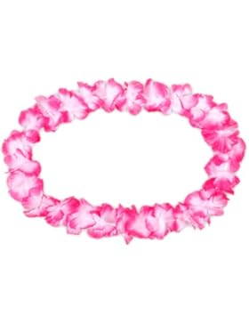 Alsino 12 Stk. Hawaiiketten Ketten Blumenketten weiß zu pink HK-08