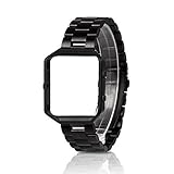 Wearlizer Kompatibel Fitbit Blaze Armband mit Rahmen, Edelstahl Strap Ersatzarmband Band für Fitbit Blaze Armband Herren Damen