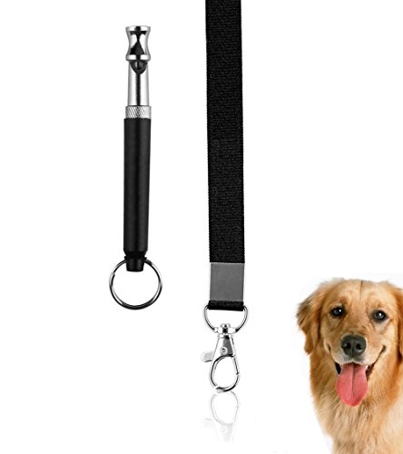 Preisvergleich Produktbild Golvery Dog Training Whistle mit Lanyard, fantastischen Whistles für Sonic Bellen abschreckungsmittel, Hund, behavioral Aids gehorcht mit verstellbarem Ultrasonic-Frequenz – Set von 1 – Schwarz