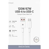 PDAteknoloji 120W/67W USB-A to USB-C Hızlı Şarj ve Data Kablosu 1m Beyaz