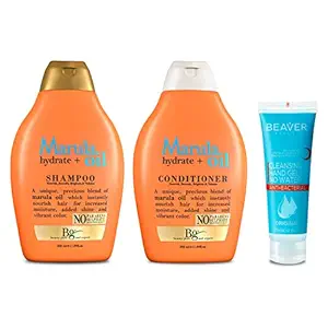 Beauty Garage  Bg Marula Oil Shampoo & Conditioner Combo Pack 350ml with Free Beaver Hand Gel