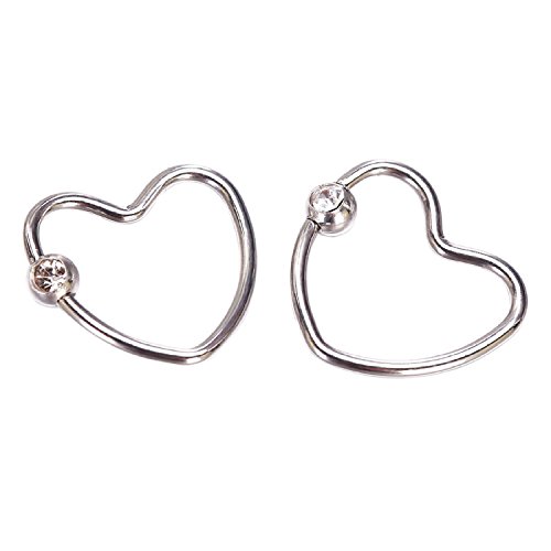 Zhichengbosi, 1 paio di orecchini a cerchio a forma di cuore, in acciaio inox, calibro 16