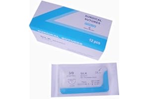 EXETON Silk Suture Thread (Pack of 12) for Medical Students, Doctors, Dentists, Nurses and Veterinarians (2/0 USP)