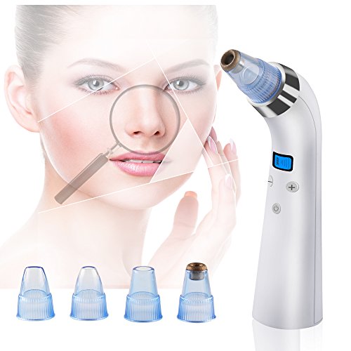 Limpiador de Poros,Abwei Removedor Extractor Limpiador Puntos Negros Espinillas Acné 4 Sondas Multifuncionales 5 Niveles de Succión Ajustables Pantalla LED