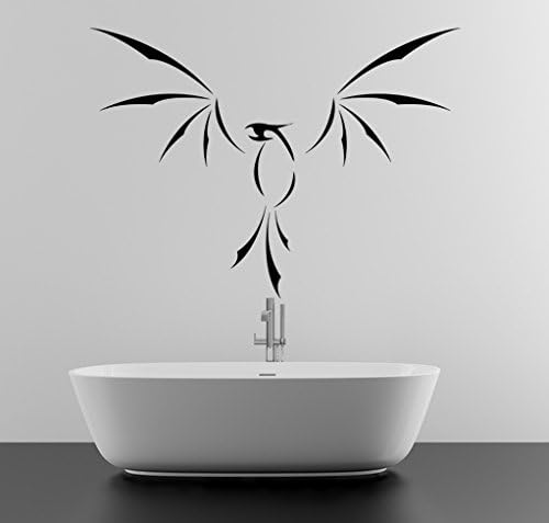 AnOL (80x58 cm) Vinyl Wall Decal Phoenix With Open Wings/Fire Bird Art Decor Home Sticker/Volcano Lava Fenix DIY Mural + Free Random Decal Gift