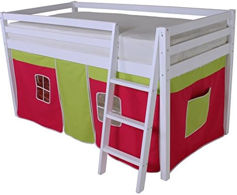 Beddybows Mid Sleeper/Cabin/Loft Bunk Tent, Fabric, Pink/Green, Single