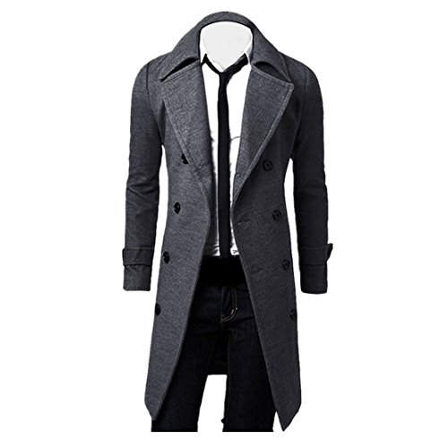 Preisvergleich Produktbild Kobay Winter Männer Herren Schlanker Stilvoller Trenchcoat Zweireiher Lange Jacke Parka