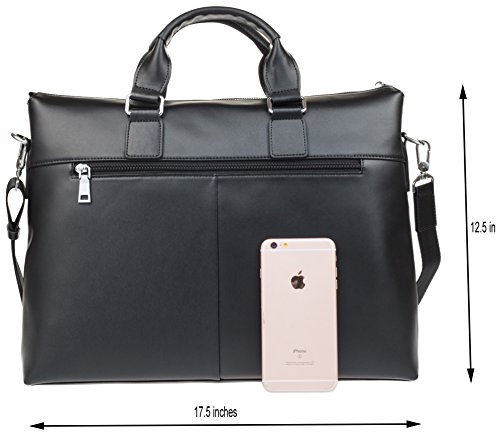 Laptoptasche aus Leder f  r Herren oder Damen - passend f  r 13 14 15 Zoll Laptops MacBooks - 2 Farben  Schwarz