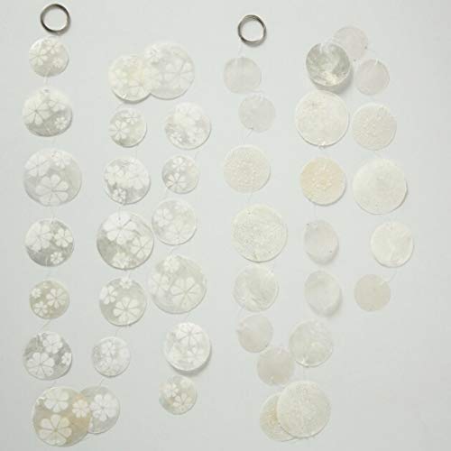 B.H.C. Flower, Capiz, Guirnalda, Wind Juego, Consta de 2 Stk por 1,80 m Longitud, diseño en Blanco y transpa rentem Nácar