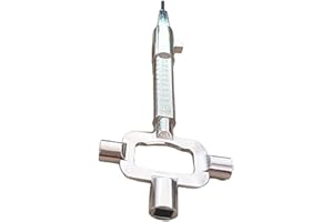 ACTIUSIS Klucz architekta, uniwersalny klucz budowlany, wielofunkcyjny klucz budowlany, z miarką cylindryczną, do otwierania zamka cylindrycznego, srebrny, 1 sztuka