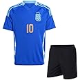 White Blue Argeentinaa Meesii 10 Football Jersey with Shorts 2024 for (Kids & Men & Boys)