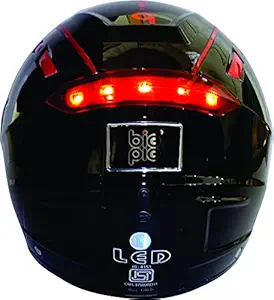 BIGPIE LED ABS Full Face Bike Helmet with Visor and USB Charging Cable (Black, L)