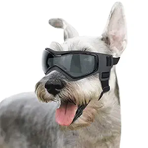 Enjoying Small Dog Goggles UV Protection Puppy Sunglasses Windproof Pet Glasses for Doggy Eyes Protective, Cool Black