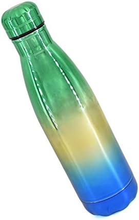 Insulated Water Bottle with Gradually Changes Color,Alisaouse 17 Ounce Stainless Steel Rainbow Water Bottle Leakproof Screw Top Vacuum Insulated for Sports Camping Hiking Office School (Green)