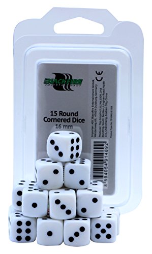 Blackfire Juego de Dados Blancos ADC, Entretenimiento, 91489, de 16 mm D6 (15 Unidades)