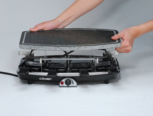 Cloer 6430 Raclettegrill mit Naturstein / 1200 W / 8 Pfännchen antihaftbeschichtet mit wärmeisolierten Griffen - 2
