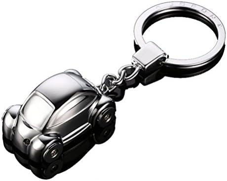 mini cute Beetle Car Stylish Keychain with SOS Flashlight made of Stainless Electroplated Alloy (Silver)