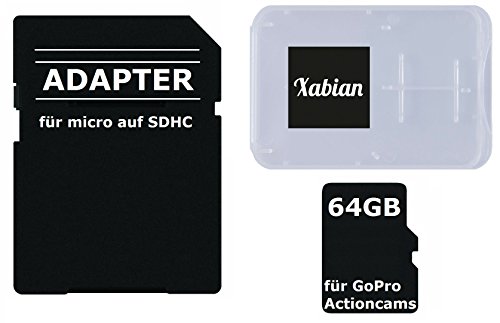 64GB MicroSD SDXC Class 10 UHS-1 Speicherkarte für GoPro Hero 5 / GoPro 4 Black / Go Pro Hero 4 Silver / Hero Session / Hero 3 mit SD Adapter und Memorycard Box