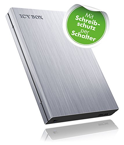 Icy Box IB-241WP Externes Gehäuse für 2,5 Zoll SATA HDD & SSD, USB 3.0 (UASP), Schreibschutz gegen Datenverlust/Virusinfektion, Aluminium, grau - 5