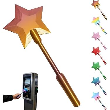 Portacarte A Forma Di Bacchetta Magica Stampa 3D Per Pagamenti Contactless, Con Slot Per Carta Di Credito, Design Stella E Manico Curvo, Colori Oro/Blu/Rosa