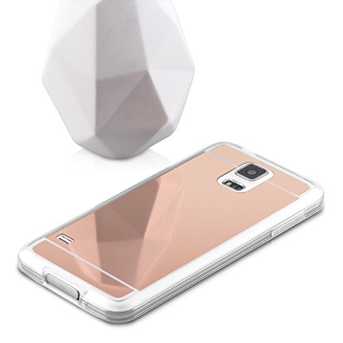 kwmobile Funda para Samsung Galaxy S5   S5 Neo - Carcasa Protectora  Trasera  de  TPU  para m  vil en  Oro Rosa con Efecto Espejo 