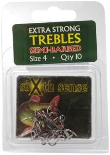 Sixth Sense Semi Barbed Treble Hooks Multi Size 4