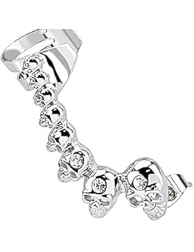 Mianova Knorpel Schmuck Ohrklemme Ohrring Ohrstecker Helix Cartilage Piercing ear cuff mit Kristall & Totenköpfen...