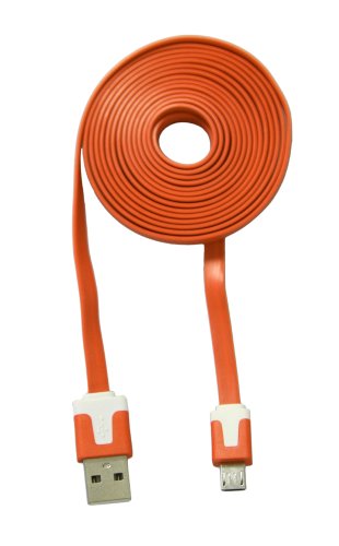 COM-FOUR® Ladekabel USB auf micro USB Stecker für Ihr Smartphone Flachkabel 2 Meter (Orange – 2 Stück) - 5