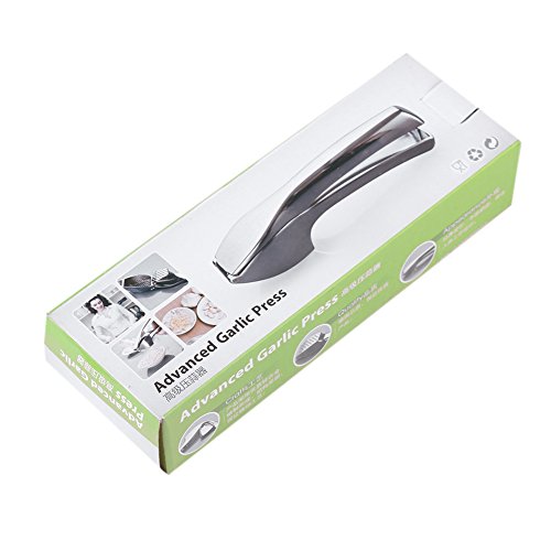 Knoblauchpresse, Knoblauchwippe in Metallbauweise, aus Edelstahl, solide und ergonomisch, mit Knoblauchschäler (One Silber Knoblauchpressen) - 9