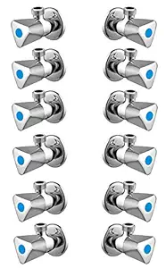 ZESTA Jazz Angle Valve Brass Disc Stop Cock for Bathroom Taps, Geyser and Wash Basin Connection with Flange (Chrome Finish, 12-Pieces)