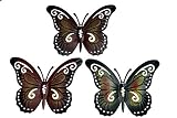 Pintado con detalle: la decoración de pared de metal está pintada en bonitos colores. En el juego de 3 recibirá una mariposa verde, una mariposa marrón y una mariposa roja.