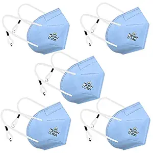 AIRCROSS N-95 Reusable, Washable,5 layer protection,elastic straps, Skin Friendly and comfortable to wear for Men, Women and Kids (5 PIECE,HEAD MOUNT MASK,BLUE)