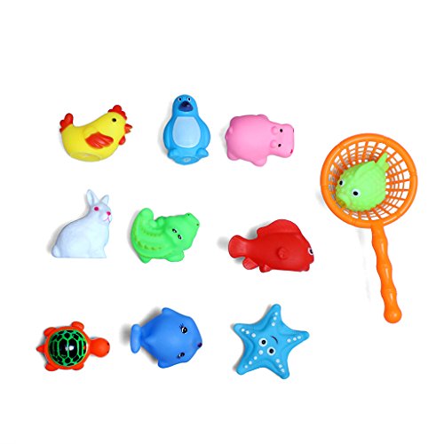 Set von 10 niedlichen Tiere Baby Kinder Bad Spielzeug Wasser Sport Spaß Spielzeug mit Net Picker Badezimmer Badewanne Zubehör