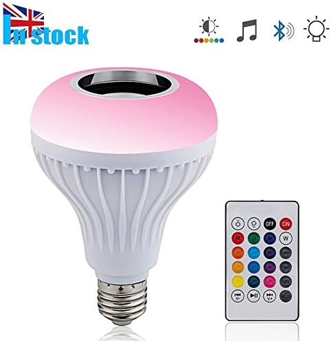 Colour Changing Light Bulbs, URPIRE 12W E27 RGB Smart Lamp with Bluetooth Speaker Play Music - 24 Keys Remote Control for Home, Bedroom, Living Room, Christmas Decoration - Energy Saving and Dimmable