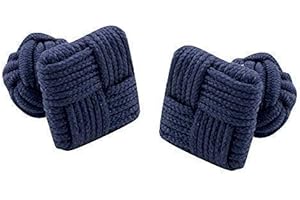 FUNKY CUFFLINKS~COM Square and Round Silk Knot Cloth Cufflinks