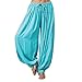 Produktbild TEBAISE Damen Unisex Orientalische Haremshose Pluderhose Pumphose Lange Hose Boho Hippie Hose Leinenhose Leichte Sommerhose Tunnelbund mit Gummizug