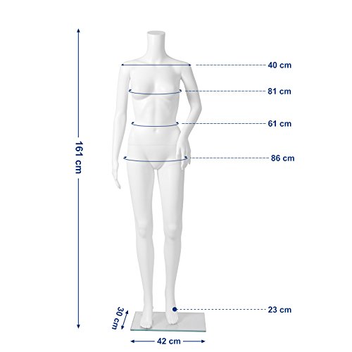 Songmics weibliche Schaufensterpuppe Schaufensterfigur weiß Mannequin ohne Kopf aus PE-Plastik MPLM21 - 4