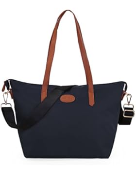 ECOSUSI Nylon Tragetasche Handtasche Schulter Tasche Reise Shopper Tasche Rot Langer Griff 29 x 18 x 28cm