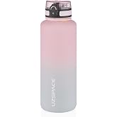 Uzspace 1500ml &Ccedil;ift Renkli Sızdırmaz BPA İ&ccedil;ermez Kilitlenebilir Kapaklı Motivasyonel Tritan Su Matarası (Pembe-Gri)