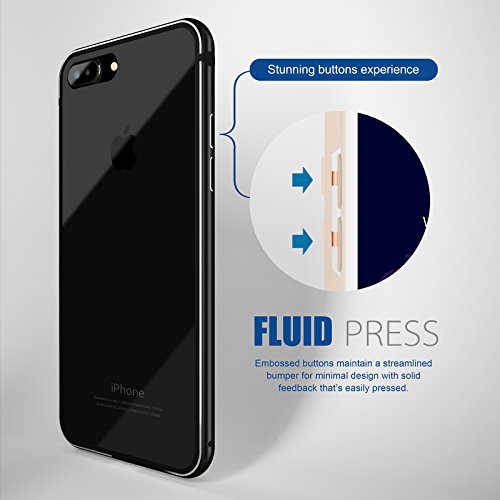 Funda iPhone 7 plus  Roybens    Aluminio   Silicona  2 Capas Antigolpes Ultra-delgado Transparente Fina Carcasas Para Apple iPhone7 plus  5 5    Negra Brillante  Jet Black 