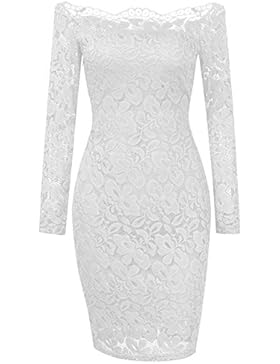 Flying Rabbit Damen Spitzenkleid Etui Lang Meerjungfrau Off Shoulder Abendkleider Ballkleid Kleider