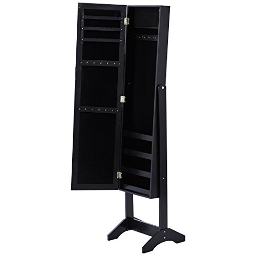 Levivo Schmuckschrank mit Spiegel, schwarz - 3