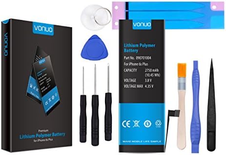 VONUO iPhone 6S Plus Replacement Battery Set, 2750 mAh Lithium-Polymer Battery including Tool Kit, Battery Adhesive Strip and easy Installation Guide