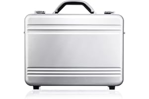 GUARDIQUE Aluminium Aktentasche, CW-022, mit Deckeleinsatz & Trennwand-Set, Attachékoffer, Aktenkoffer aus Aluminium, Alu-Koffer, Demonstrationskoffer, Schutzkoffer, Silber, 39,2 × 28,2 × 10,5 cm