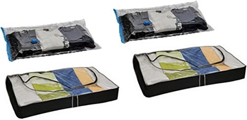Set of 4 Underbed Chest Storage System 2 Clothes 2 Vacuum Storage Garment Clothes Moth