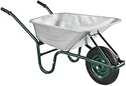 Juskys Schubkarre Garden | 100 Liter Volumen | 210 kg | Luftreifen mit Metall Felge | Wanne verzinkt | Garten 